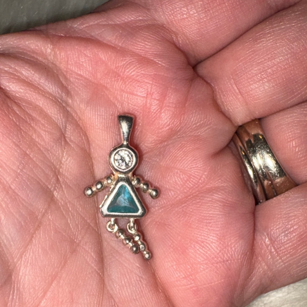 Silver and Blue Geometric Pendant